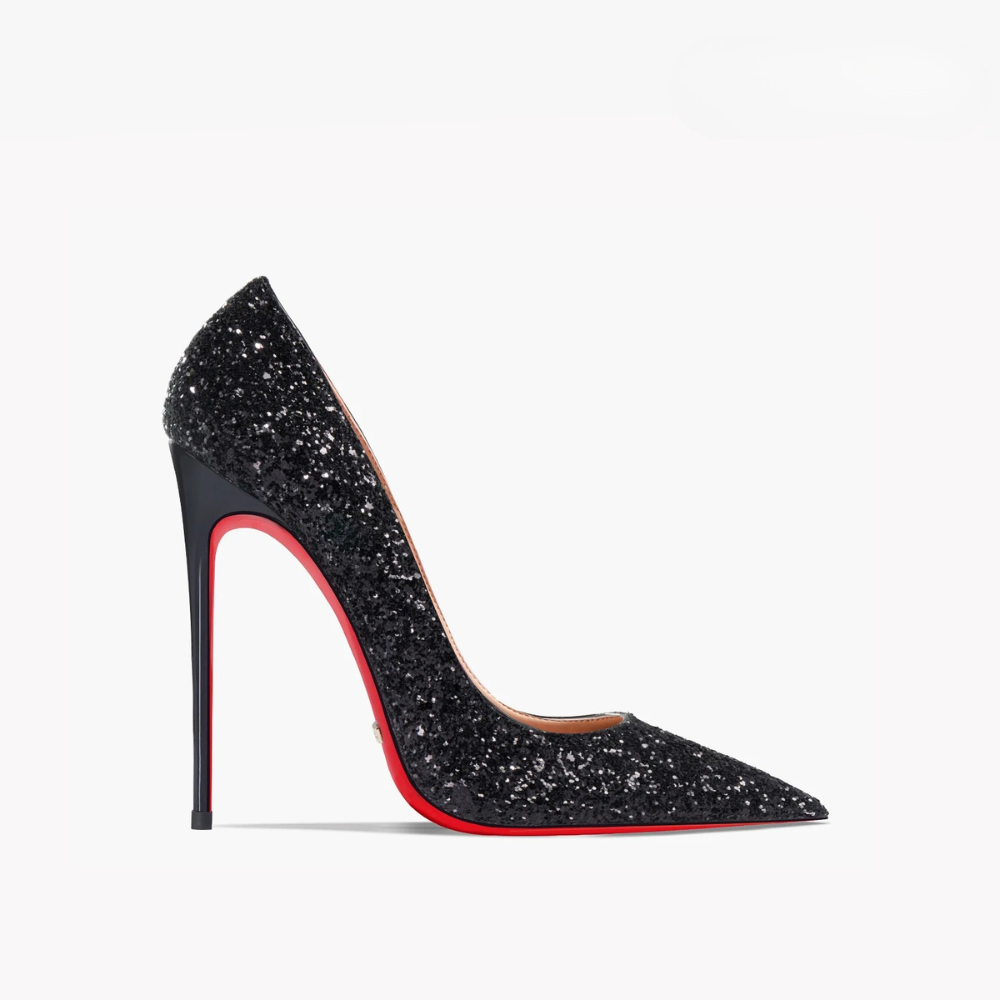 Red-Sole Glitter Heels