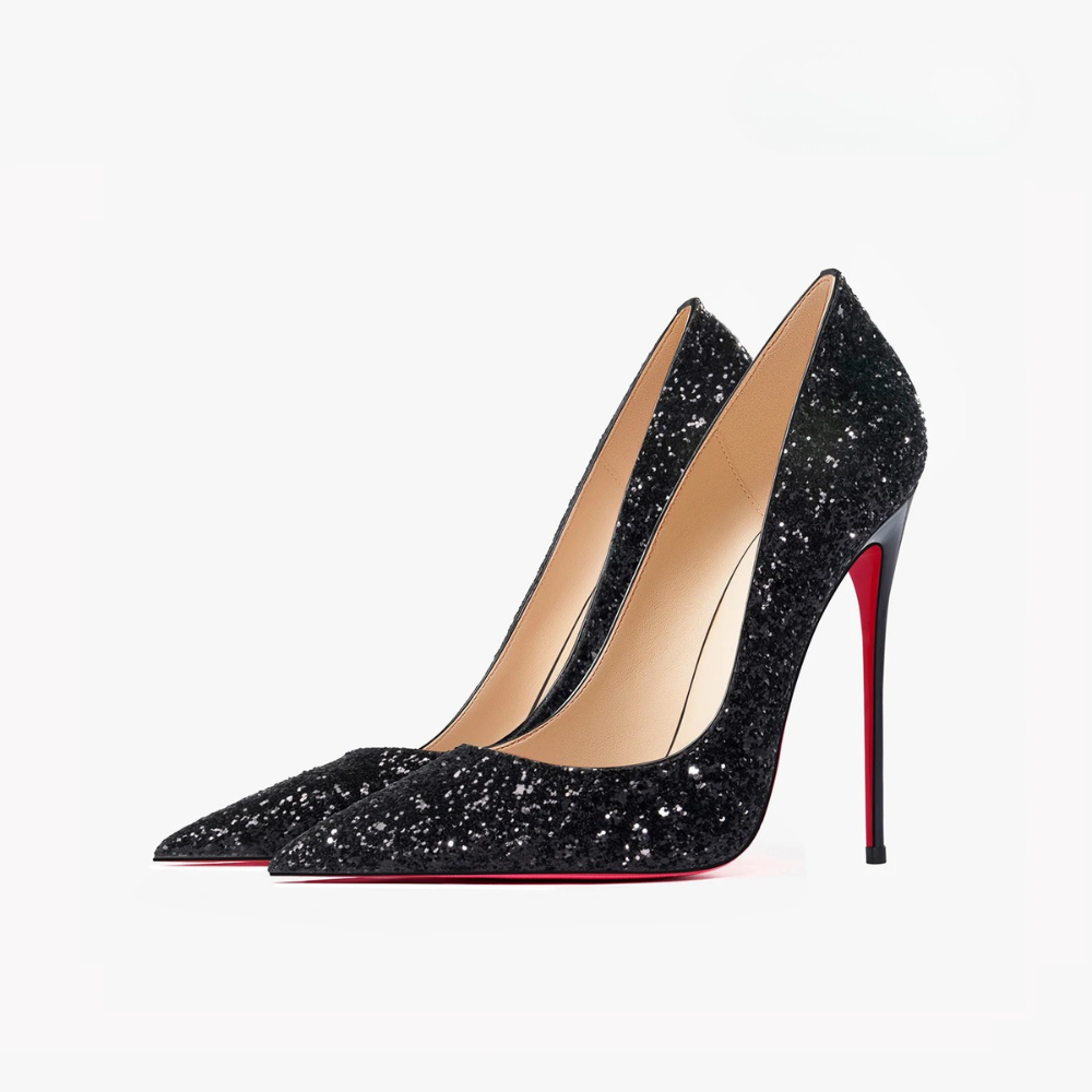 Red-Sole Glitter Heels