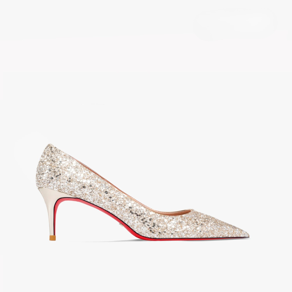 Red-Sole Glitter Heels